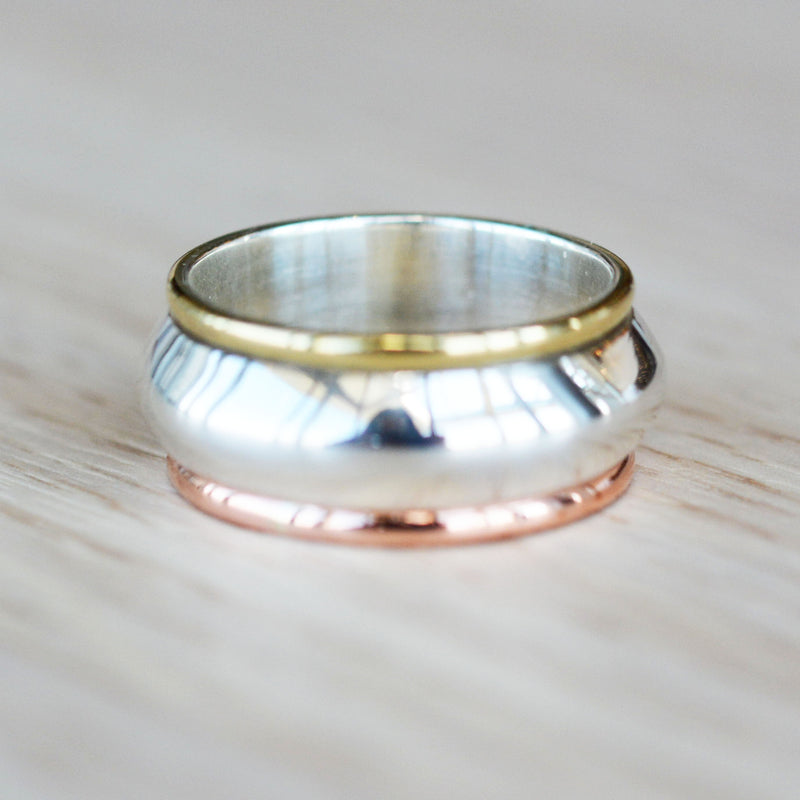 Spinner Ring with Gold and Rose Gold Accent